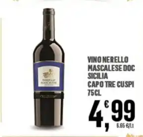 Despar VINO NERELLO MASCALESE DOC SICILIA CAPO TRE CUSPI 75CL offerta