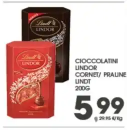 Despar CIOCCOLATINI LINDOR CORNET/ PRALINE LINDT 200G offerta