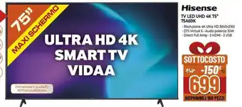 Expert Hisense TV LED UHD 4K 75" 75A69K offerta