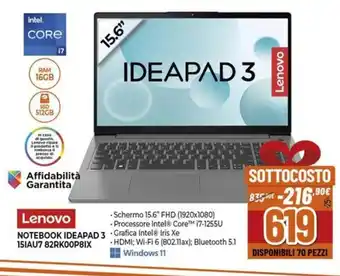 Expert Lenovo NOTEBOOK IDEAPAD 3 15IAU7 82RKOOP8IX offerta