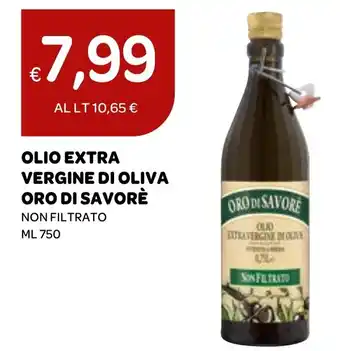 Ekom OLIO EXTRA VERGINE DI OLIVA ORO DI SAVORÈ NON FILTRATO ML 750 offerta