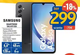 FreeShop SAMSUNG SMARTPHONE GALAXY A34 offerta
