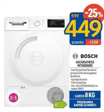 BOSCH ASCIUGATRICE WTH83058II