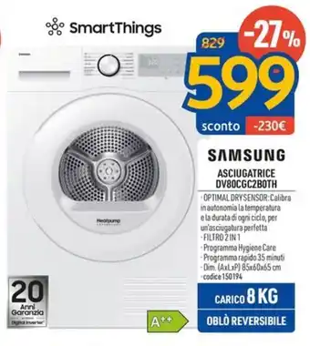 FreeShop SAMSUNG ASCIUGATRICE DV80CGC2B0TH offerta