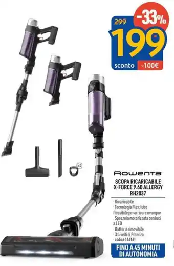 FreeShop Rowenta SCOPA RICARICABILE X-FORCE 9.60 ALLERGY RH2037 offerta