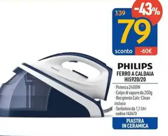 FreeShop PHILIPS FERRO A CALDAIA HI5920/20 offerta