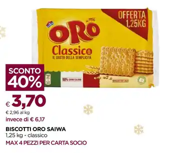 Unicoop BISCOTTI ORO SAIWA 1,25 kg - classico offerta