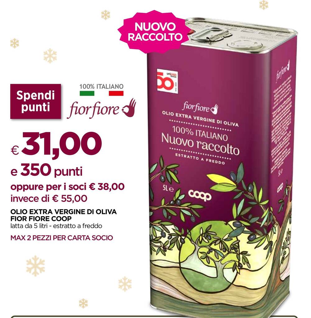 OLIO EXTRA VERGINE DI OLIVA FIOR FIORE COOP latta da 5 litri estratto