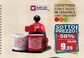 Happy Casa Caffettiera Con 2 Tazze In Ceramica offerta