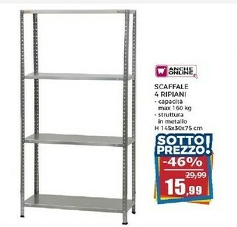 Happy Casa Scaffale 4 Ripiani offerta