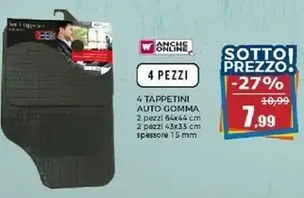 Happy Casa 4 Tappetini Auto Gomma 2 Pezzi 64x44 Cm offerta
