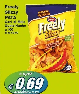 Prix Quality Snack pata Freely Sfizzy Coni Di Mais Gusto Nacho offerta