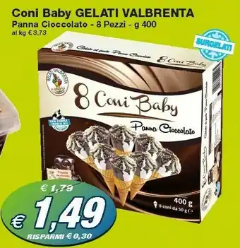 Prix Quality Gelati Valbrenta Coni Baby Panna Cioccolato offerta