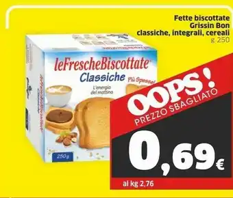Sigma Grissin bon Le Fresche Biscottate Con Cereali 250 G(ml) offerta