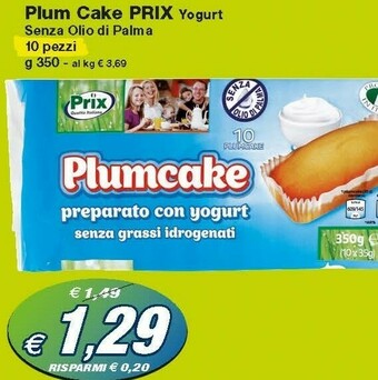 Prix Quality Prix Plum Cake Yogurt Senza Olio Di Palma offerta