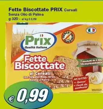 Prix Quality Prix - Fette Biscottate Ai Cereali Con Segale, Riso, Orzo, Avena E Farro 320 G(ml) offerta