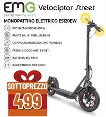 Expert EMG Velociptor Street MONOPATTINO ELETTRICO ES120EW offerta