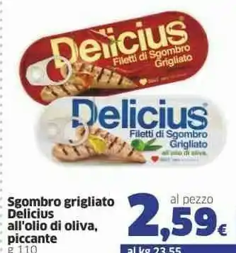 Sigma Delicius Filetti Di Sgombro Grigliato Al Naturale 110 G(ml) offerta