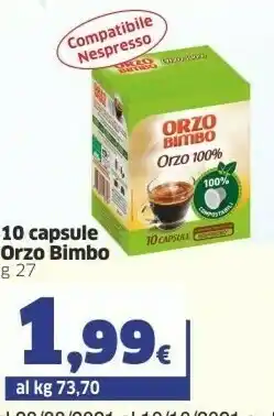 Sigma Nespresso Orzo offerta