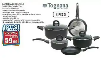 Happy Casa Tognana porcellane Batteria Di Pentole Copper & Charcoal offerta
