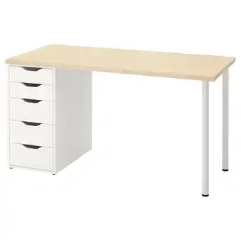 IKEA Mittcirkel / alex Scrivania, effetto pino/bianco, 140x60 cm offerta