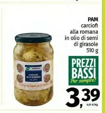 Pam Pam Carciofi Alla Romana In Olio Di Semi Di Girasole 510 G offerta