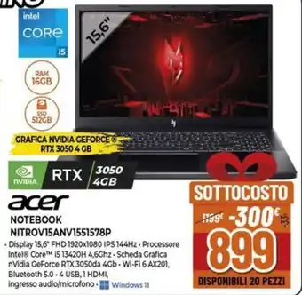 Expert acer NOTEBOOK NITROV15ANV1551578P offerta