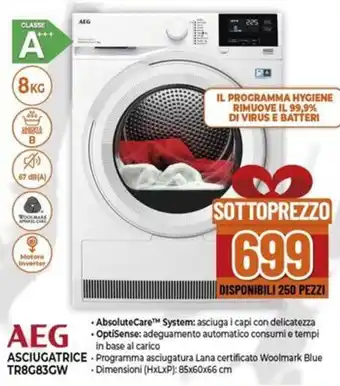 Expert AEG ASCIUGATRICE TR8G83GW offerta