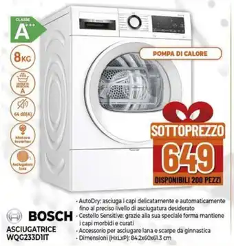 Expert BOSCH ASCIUGATRICE WQG233D1IT offerta