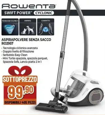 Expert Rowenta ASPIRAPOLVERE SENZA SACCO RO2957 offerta