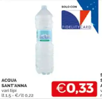 Mercatò ACQUA SANT'ANNA vari tipi lt.1.5 offerta