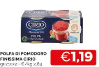 Mercatò POLPA DI POMODORO FINISSIMA CIRIO gr.210x2 offerta