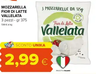 Tigre MOZZARELLA FIOR DI LATTE VALLELATA 3 pezzi - gr 375 offerta