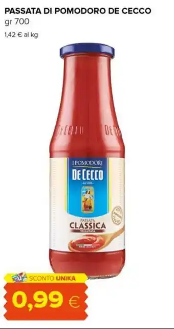 Tigre PASSATA DI POMODORO DE CECCO gr 700 offerta
