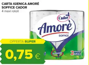 Tigre CARTA IGIENICA AMORÉ SOFFICE CADOR 4 maxi rotoli offerta