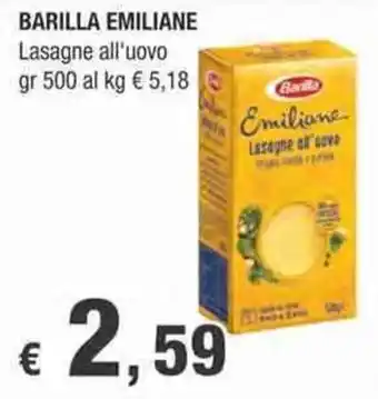 Crai BARILLA EMILIANE Lasagne all'uovo gr 500 offerta