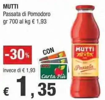 Crai MUTTI Passata di Pomodoro gr 700 offerta