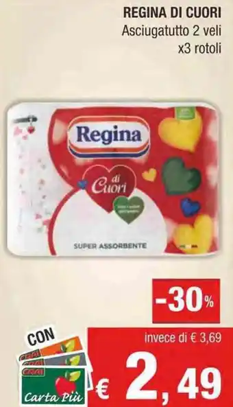 Crai REGINA DI CUORI Asciugatutto 2 veli x3 rotoli offerta