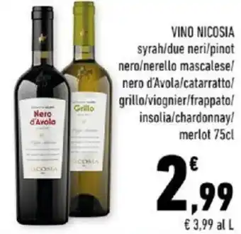 Conad VINO NICOSIA syrah/merlot 75cl offerta