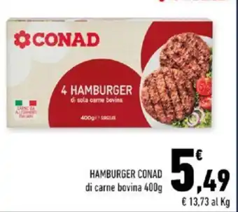 Conad HAMBURGER CONAD di carne bovina 400g offerta