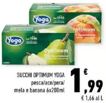 Conad SUCCHI OPTIMUM YOGA pesca/ace/peral mela e banana 6x200ml offerta