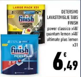 Conad DETERSIVO LAVASTOVIGLIE TABS FINISH power classico x48/ quantum lemon x40 offerta