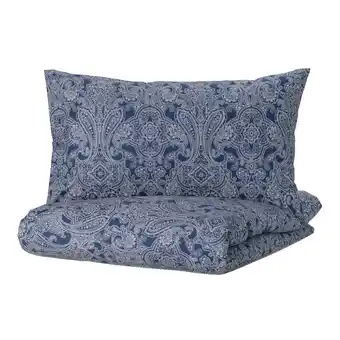 IKEA Jättevallmo copripiumino e 2 federe, blu scuro/bianco, 240x220/50x80 cm offerta