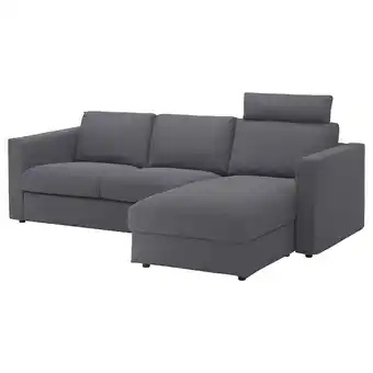 IKEA Vimle divano a 3 posti con chaise-longue, con poggiatesta/gunnared grigio fumo offerta