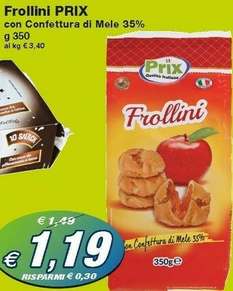 Prix Quality Prix - Frollini Con Confettura Di Mele 35% 350 G(ml) offerta