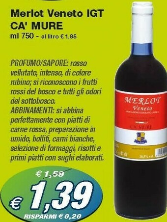 Prix Quality Ca'mure Merlot Veneto Igt offerta