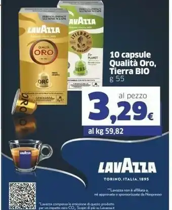 Sigma Lavazza 10 Capsule Qualità Oro offerta