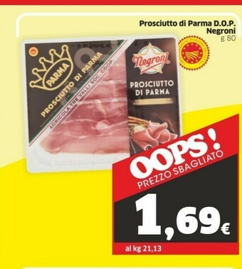 Sigma Negroni Prosciutto Di Parma 80 G(ml) offerta