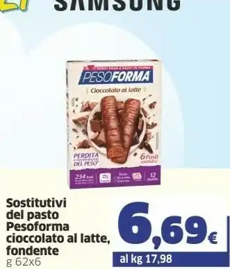Sigma Pesoforma Barretta Cioccolato Al Latte 62 G(ml) offerta