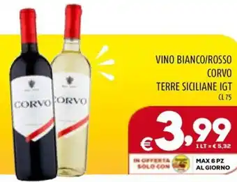 Il Centesimo VINO BIANCO/ROSSO CORVO TERRE SICILIANE IGT CL 75 offerta